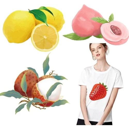 Cartoon Fruit Strawberry Iron On Transfers For Clothing DIY Applique Patches On Clothes Summer pattern Patch Thermo-stickers