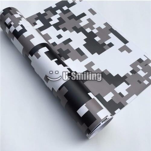 Arctic Pixel Camo Car Vinyl Wrap Film Roll Car Wrapping Foil Sheet Bubble Free Bike Console Computer Laptop Skin