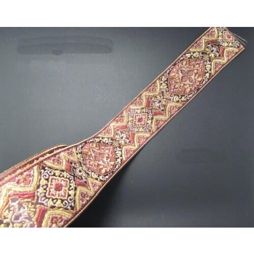High Quality 10YARD Woven Jacquard Ribbon totem Gold thread embroidery red bottom for curtain and clothing accessory