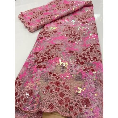 XIYA African Sequins Embroidered Tulle Lace Fabric 2020 High Quality Nigerian Lace Fabrics French Lace For Evening QF3539B-1