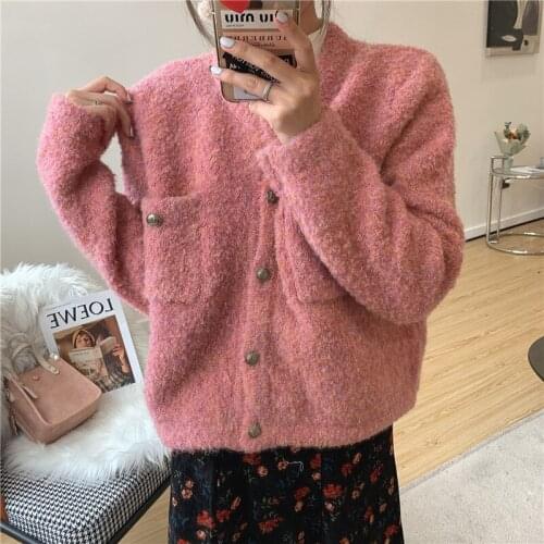 Wool Circle Knitted Sweater Cardigan Sweet Elegant Thick O-Neck Single Breasted New Women Winter Knit Jacket 2021 Luxury Brand