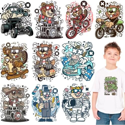 Animals Cartoon Car Elephant Patches for Kids Clothing Jacket Washable Stickers on pet supplies Heat Transfer Ironing stickers