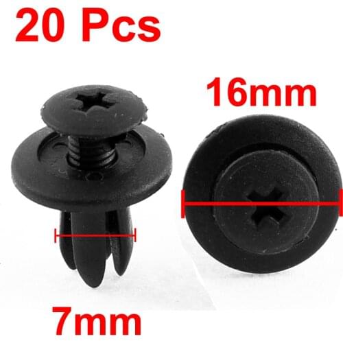 X Autohaux 20 Pcs 7Mm X 16Mm Sealing Nails Black Plastic Rivet Buckle Clips