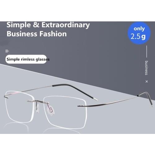 2021 Square Spectacle Frame Eyeglasses Men Women Titanium Alloy Rimless Computer Optical Female Male Clear Lens Glasses Frame