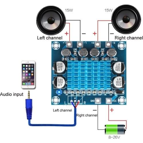 2021 New TPA3110 XH-A232 30W+30W 2.0 Channel Digital Stereo Audio Power Amplifier Board DC 8-26V 3A C6-001