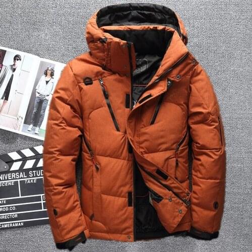 2021 Winter Down Parkas Jacket Men Thick Warm Hooded Coats Multi-pocket Overcoat Casual Windbreaker White Duck Down Jacket