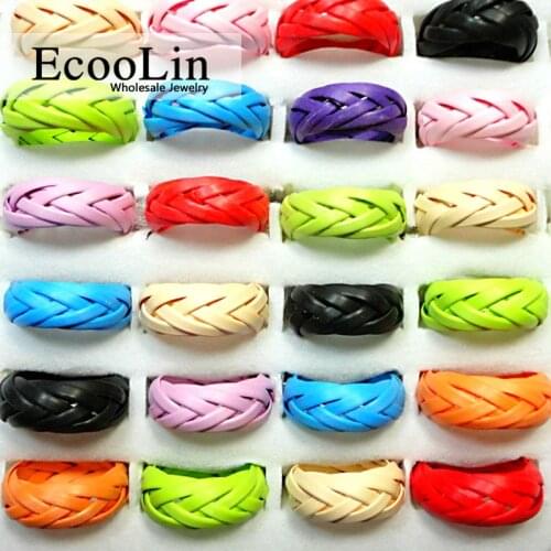 50Pcs Fashion Multicolor Hand made Weave Ribbon Braided Wood Rings for Women Whole Jewelry Bulk Lots Girls Free Shipping LR002