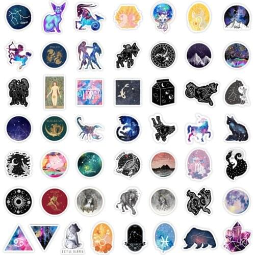 50Pcs Cartoon Dream Galaxy Sticker Constellation Stickers For Waterproof Skateboard Guitar Suitcase Laptop Graffiti Kids Toy