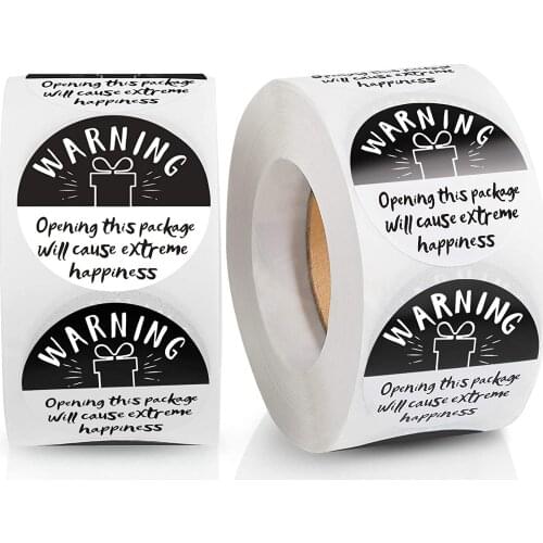 500pcs Round Warning Open This Package Will Cause Extreme Happiness Stickers 1.5'' Thanksgiving Gifts Day Scrapbooking Sticker