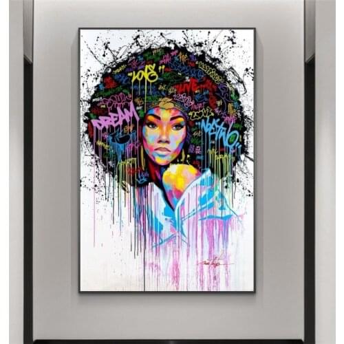 Abstract Girl Oil Paintings on Canvas Graffiti Wall Art Posters And Prints Modern Wall Art Hanging Pictures For Home Decoration