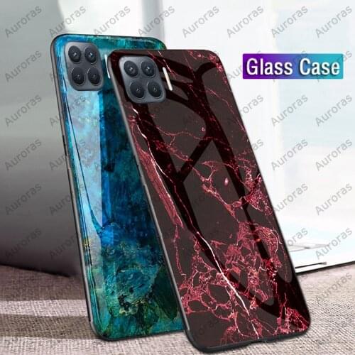 Auroras For Reno4 Lite 5G Case Tempered Glass Soft Silicone Frame Cover Marble Print For OPPO Reno 4 Lite 4Z 5G 4 Pro Cover