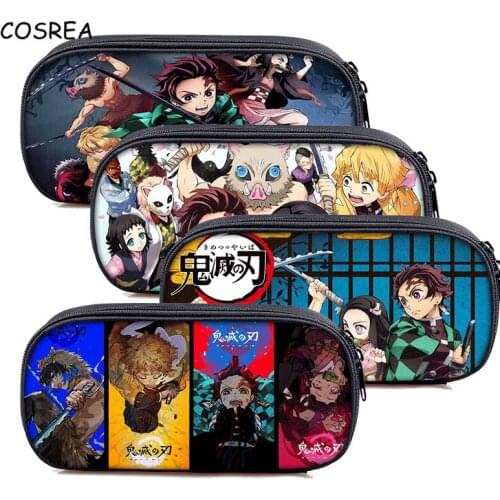 Demon Slayer Kimetsu no Yaiba Pencil Case Zipper Bag Cosplay Girls Kids Adult Travel Makeup Storage Bags Tanjirou School Pen Box