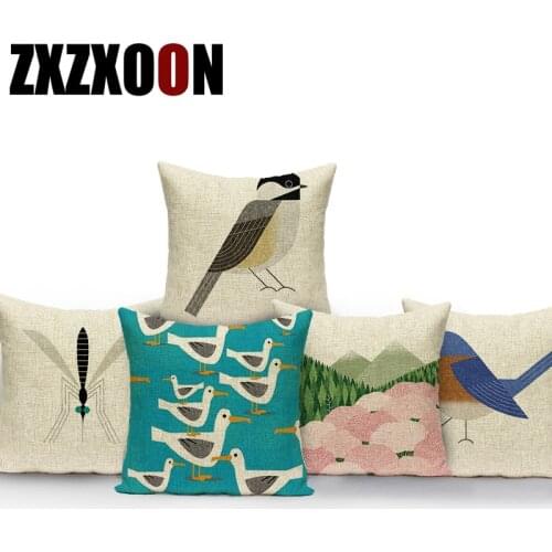 Polyester Cute Cartoon Animals Bee Dragonfly Owl Decorative Pillows Cushion Cover for Sofa Home Living Room Decoration