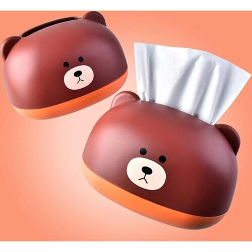 Tissue Boxes Holder Cute Bear Tissue Box Nordic Roll Paper Pumping Paper Storage Round Container Towel Napkin Holder