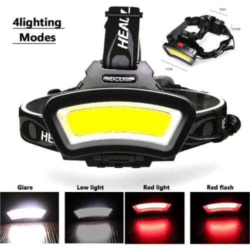 USB Rechargeable LED Headlamps Wide Angle Head-Mounted Light Lantern for Hiking Fishing 4 Modes Headlight with 2 x 18650 Battery