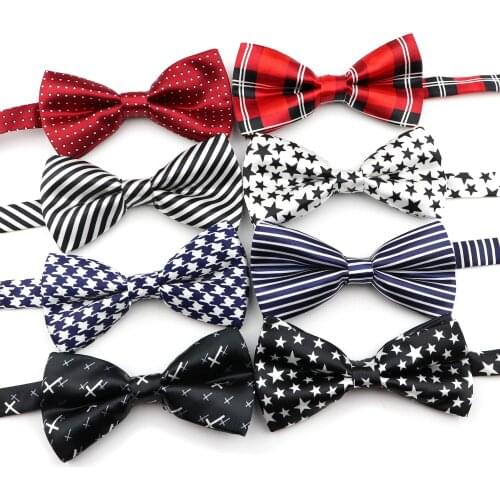 Printed Star Skull Dot Striped Plaid Polyester Bow Tie Men Women Casual Party Activity Halloween Cool Butterfly Shirt Accessory