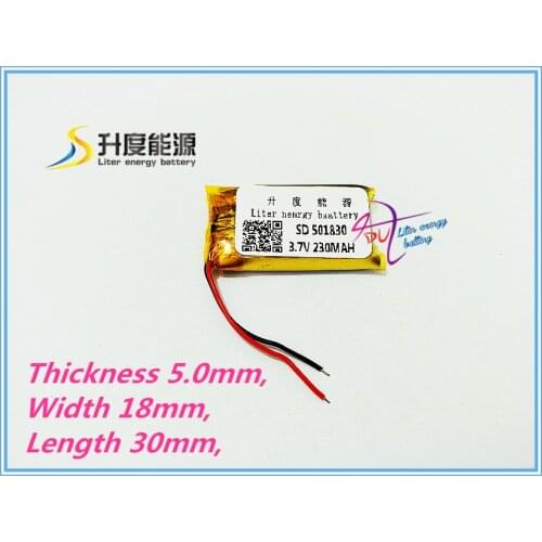 Hot sale good quality Li-ion polymer battery SD 501830 3.7v 230mah for medical equipment, electronic tracker
