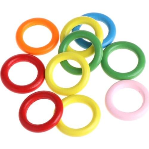 Pet Parrot Play Toys, 10 Pcs/Bag Wood Rings Parrot Toys Accessories Colorful Random Color DIY Ornament