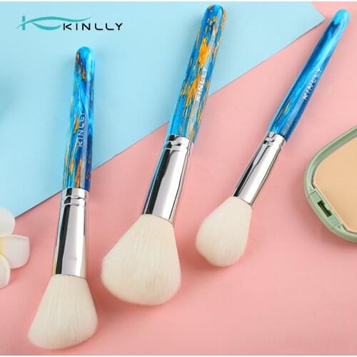 Kinlly Makeup Brushes Set Powder Eyeshadow Crease Concealer foundation brush 7pcs blue beauty Synthetic Cosmetic Kits