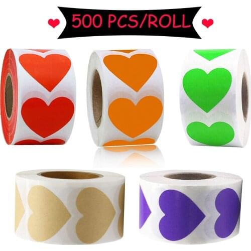 Adhesive Love Heart Shaped Label Sticker Red Heart For Gift Wedding Room Packaging Seal Labels Birthday Party Supply Stationery