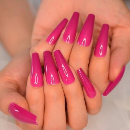 Extra Long Coffin Pure Color Design EchiQ Nails Reuseable Premade Press On Nails EchiQnails Wholesale Reuseable Detachable