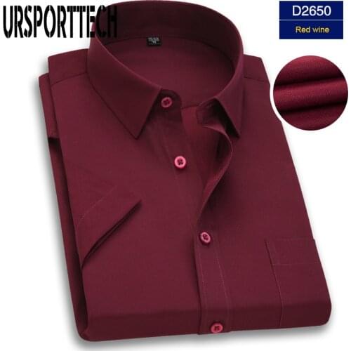 24 Colors Fashion Brand Mens Shirt Short Sleeve Slim Fit Formal Male White Business Social Dress Shirts Male Chemise Plus Size