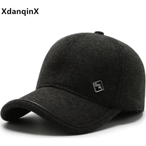 Men Winter New Warm Baseball Caps Personality Earmuff Cap Snapback Cap Adjustable Size Casual Sports Cap Dads Thick Winter Hat