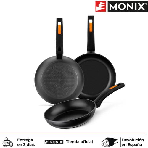 Monix fire-forged aluminium non-stick pans set. 2 or 3 units. For induction cooker gas hob