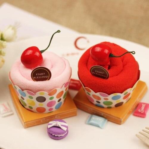 New Party HOT Cherry Cake Shape Towel Cotton Washcloth Wedding Gifts 30x30cm F20173613