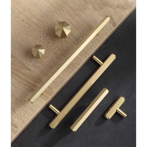 New Brass Handles For Cabinet Wardrobe Brushed Gold Drawer Pull Knobs Nordic Furniture Handle Bar Door Hardware