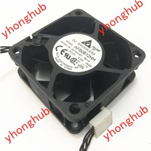 Detla Electronics AFB0612HH AU28 DC 12V 0.20A 60x60x25mm Server Cooling Fan