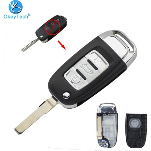 OkeyTech for V W Polo Passat B5 Tiguan Golf Seat Modified Flip Folding Car Key Shell Fob Cover 3 Button HU66 Switchblade Blade