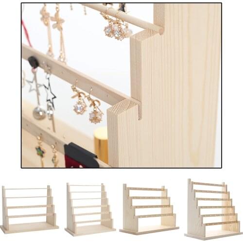 Solid Wood Jewelry Display Holder Pendant Charms Earrings Ring Stand Rack