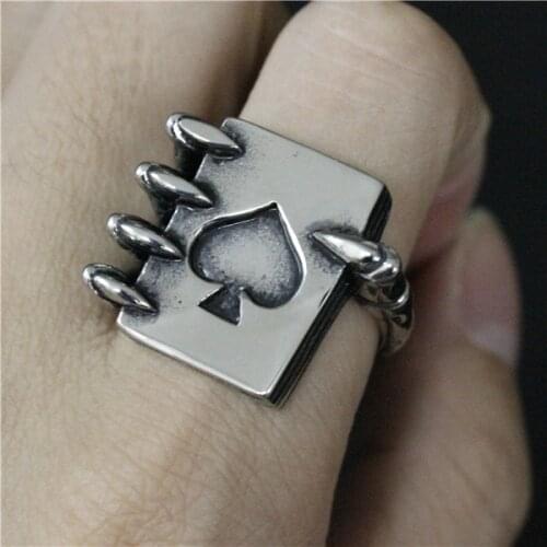 Drop Ship Size 7-14 Cool Poker Skull Claw Sprade Ring 316L Stainless Steel Man Motor Biker Vintage Ring