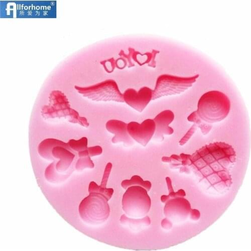 Lollipop Heart Wing Silicone Fondant Mold Cake Decorating Tool Cake Sugarcraft Art Resin Clay GumPaste Soap Chocolate Mould