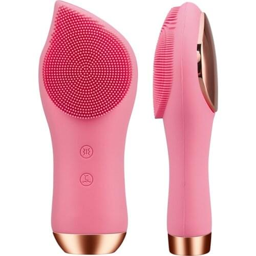 Ultrasonic Vibration Facial Cleansing Brush Silicone Exfoliating Blackhead Remover Heated Anti Age Wrinkle Face Lifting Massager
