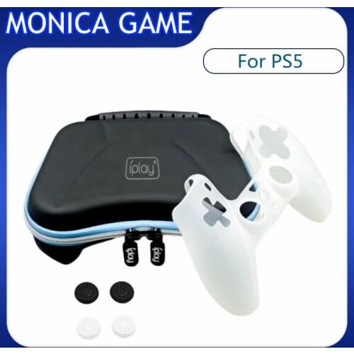 For PS5 6 in 1 Protection Kit Bag Storage Bag With Thumbstick Silicone Case For PS5 Game Machine Controller Accessories