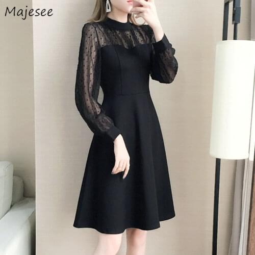 Plus Size Dress Women Long Sleeve Black Solid Lace Elegant Dresses 4XL Womens Korean Fashion Turtleneck Slim Ladies Harajuku