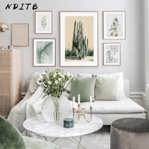 Sexy Woman Cactus Scandinavian Poster Abstract Landscape Print Canvas Painting Nordic Wall Art Decoration Picture Home Decor