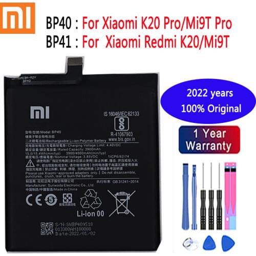 100% Original Replacement Battery BP41 BP40 For Xiaomi Redmi K20 Pro Mi 9T Pro Mi9T Redmi K20Pro Premium Genuine Battery 4000mAh