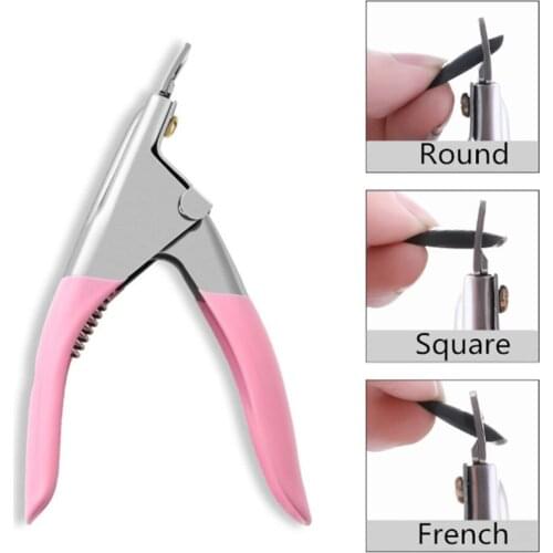 100PCS Pink Stainless Steel Nail Art Tips Edge Clipper False Nail Cutter Tools Dropshipping Support F0056