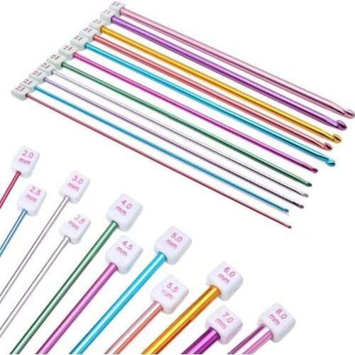 11Pcs/pack Colorful Iron 27cm Crochet Hooks Tunisian Afghan Knitting Needles Set Household Handmade Knitting Crochet Tool