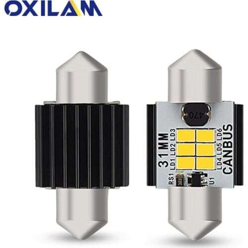 2x OXILAM Festoon 31mm 36mm 41mm White LED Bulb Canbus 6SMD 3020 Car Interior lighting Reading Dome Lamp License Plate Light 12V