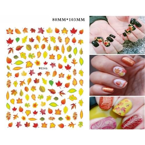 3D Nail Sticker Foil Nails Art Decoration Nail Supplies Autumn Maple Leaf Cool Design Stickers for Nails Manicure Accessories