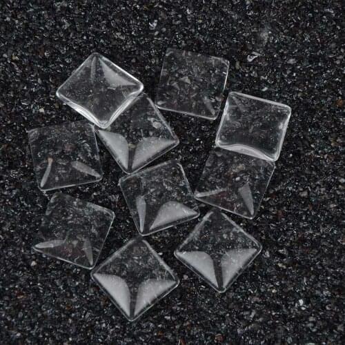50pcs/lot 12mm High Quality Square Flat Back Clear Transparent Glass Cabochon For DIY Jewelry Accessories