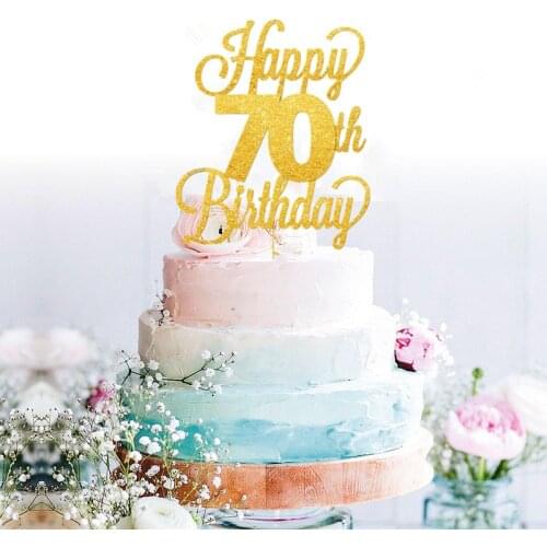 70th Mum/ Dad Cake Topper,70 Topper, Glitter Gold Birthday Cake Topper Cake Decorating Accessory
