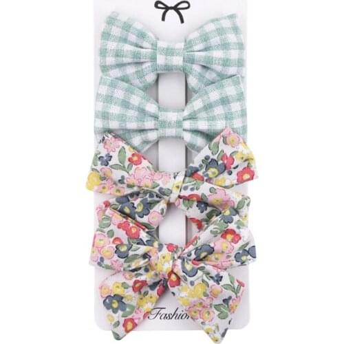 87HD 4 Pcs/Set Girls Cute Bowknot Hairpins Children Sweet Barrettes Hair Clips Fashion Kids Headwear Hair Accessories