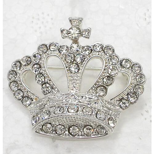 White Crystal Rhinestone Crown Pin brooches Fashion brooch Wedding party prom C2135