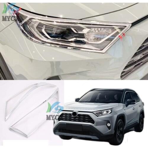 For Toyota RAV4 RAV 4 2019 2020 Front Head Light Lamp Detector Frame Stick Styling ABS Chrome cover Trim Exterior Accessories