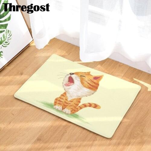 Lovely Cat Printed Home Welcome Rug Shoes Off Doormat Modern Kitchen Mat Microfiber Door Mats Machine Washable Rugs
